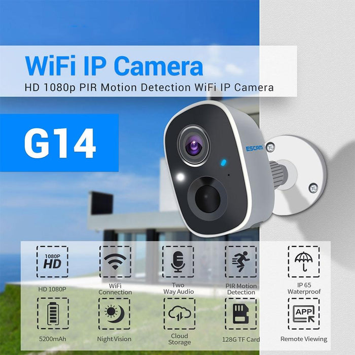 G14 Rechargeable 1080P Full Hd Ai Recognition Infrared Night Vision Wifi Camera