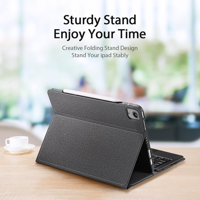 Bluetooth Keyboard Leather Case With Touchpad & Smart Sleep Function For Ipad Air 4/5 / Ipad Pro 11 2018/2020/2021/2022 Black