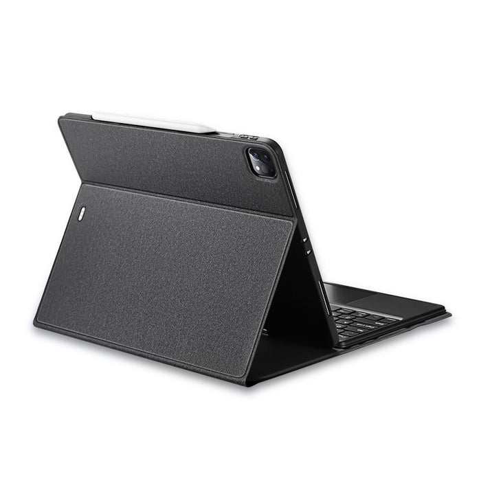 Bluetooth Keyboard Leather Case With Touchpad & Smart Sleep Function For Ipad Pro 12.9 2020/2021/2022 Black