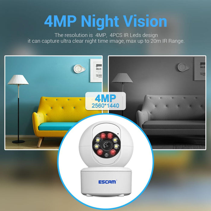 4Mp Indoor Hd Wifi Pan-Tilt Camera Support Motion Detection / Two-Way Audio / Night Vision