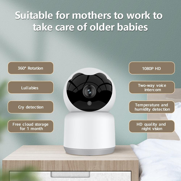 Home Baby Wireless Camera Support Infrared Night Vision / Baby Crying Detection With Temperature And Humidity Sensor White