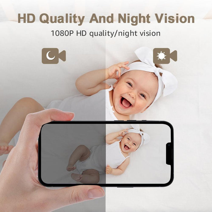 Home Baby Wireless Camera Support Infrared Night Vision / Baby Crying Detection With Temperature And Humidity Sensor White