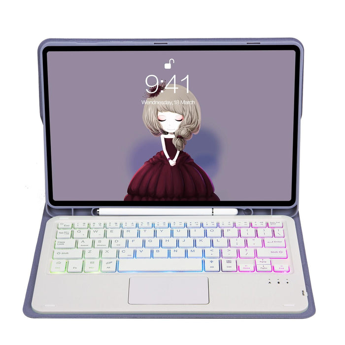 For Samsung Galaxy Tab S6 Lite A610B-As Candy Colour Backlight Bluetooth Keyboard Leather Tablet Case