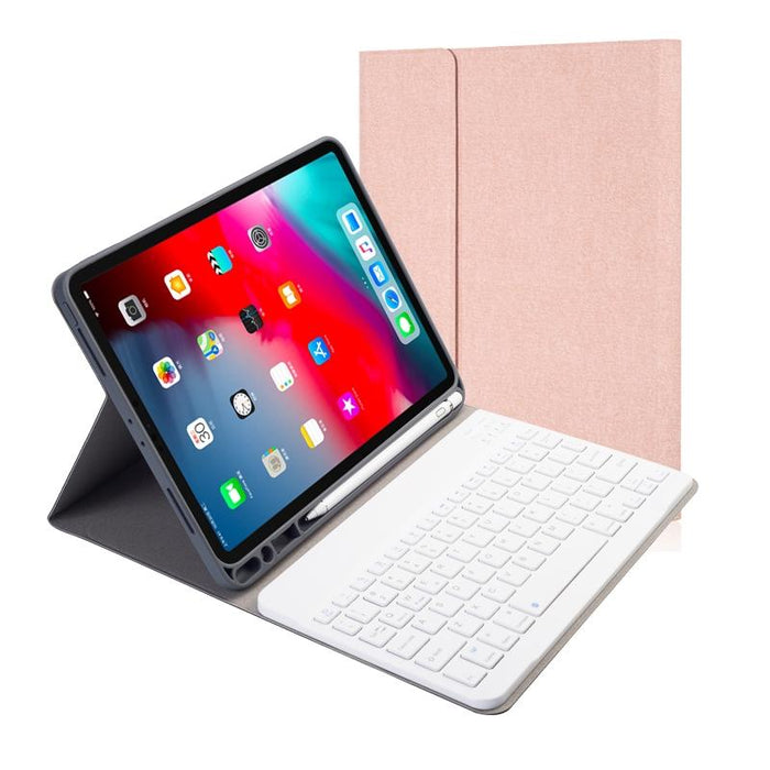 Cloth Texture Detachable Magnetic Bluetooth Keyboard Horizontal Flip Leather Tablet Case For Ipad Pro 11 2020 / 2018 With Holder & Pen Slot