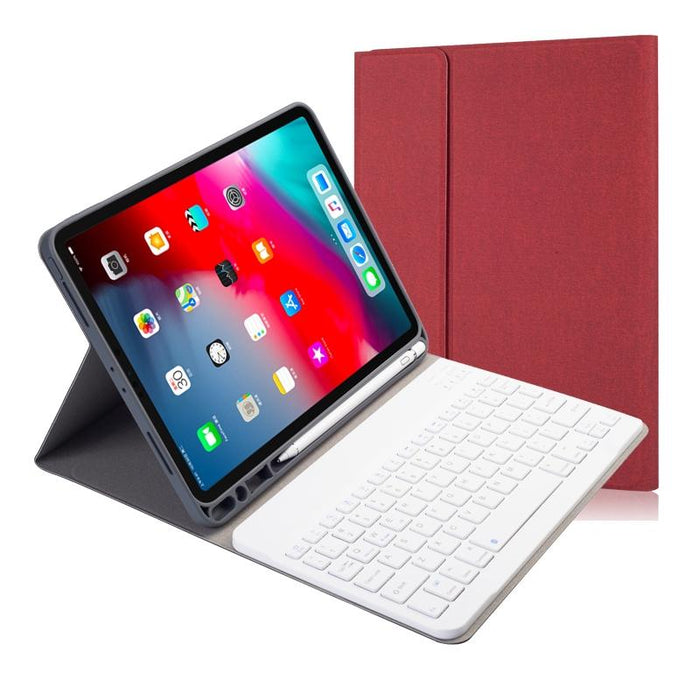 Cloth Texture Detachable Magnetic Bluetooth Keyboard Horizontal Flip Leather Tablet Case For Ipad Pro 11 2020 / 2018 With Holder & Pen Slot