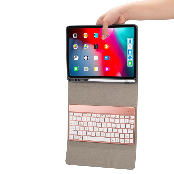 Rk11A Backlight Tpu Multi Colour Light Bluetooth Keyboard Horizontal Flip Leather Tablet Case For Ipad Pro 11 2020 / 2018 With Holder & Pen Slot Red