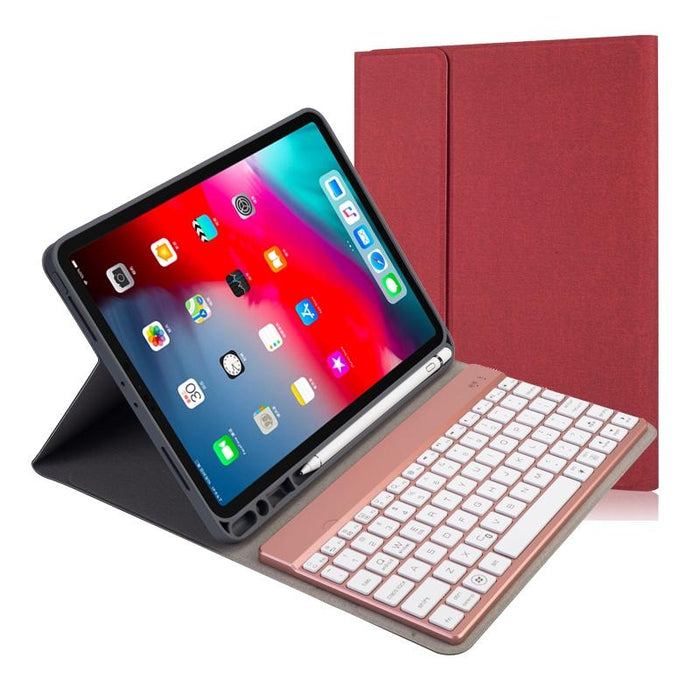 Rk11A Backlight Tpu Multi Colour Light Bluetooth Keyboard Horizontal Flip Leather Tablet Case For Ipad Pro 11 2020 / 2018 With Holder & Pen Slot Red