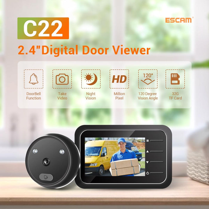 2.4 Inch Screen Digital Door Viewer Support Night Vision Tf Card Take Photos And Video