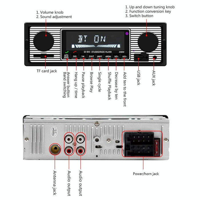 12V Car Mp3 Player With Bluetooth Fm Tf U Disk - Sx-5513