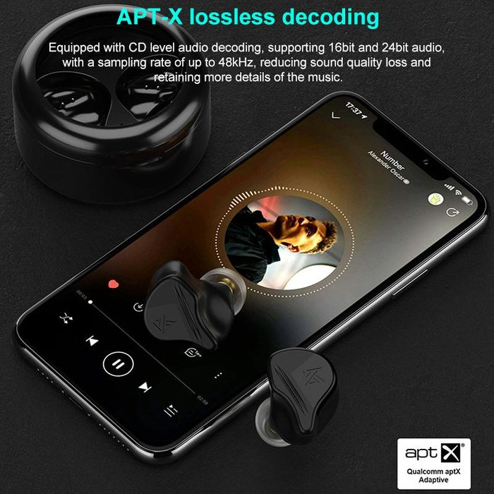 Kz-Vxs Ten-Unit Coil Iron Stereo In-Ear Sports Bluetooth Earphones Obsidian Black