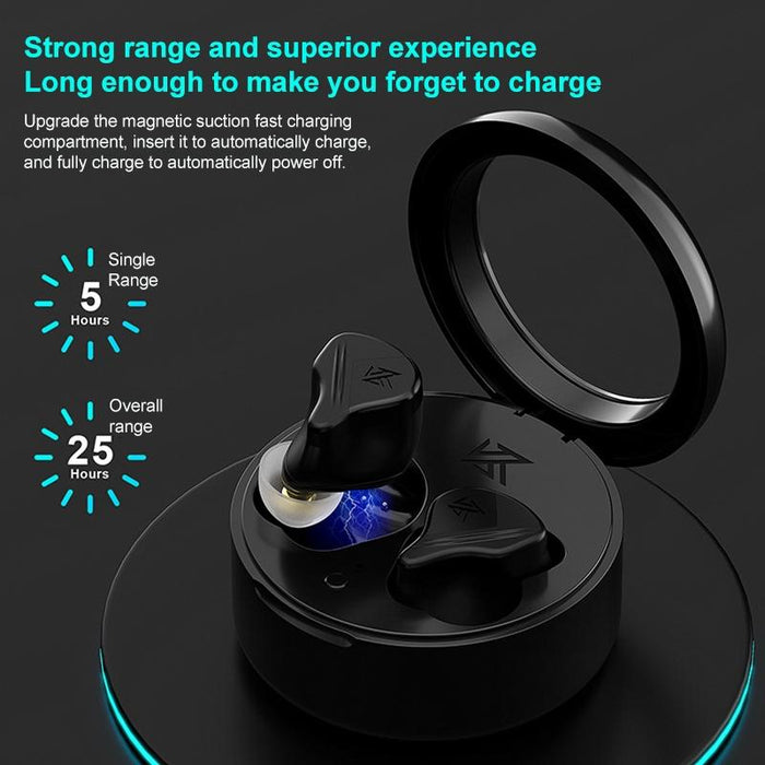 Kz-Vxs Ten-Unit Coil Iron Stereo In-Ear Sports Bluetooth Earphones Obsidian Black