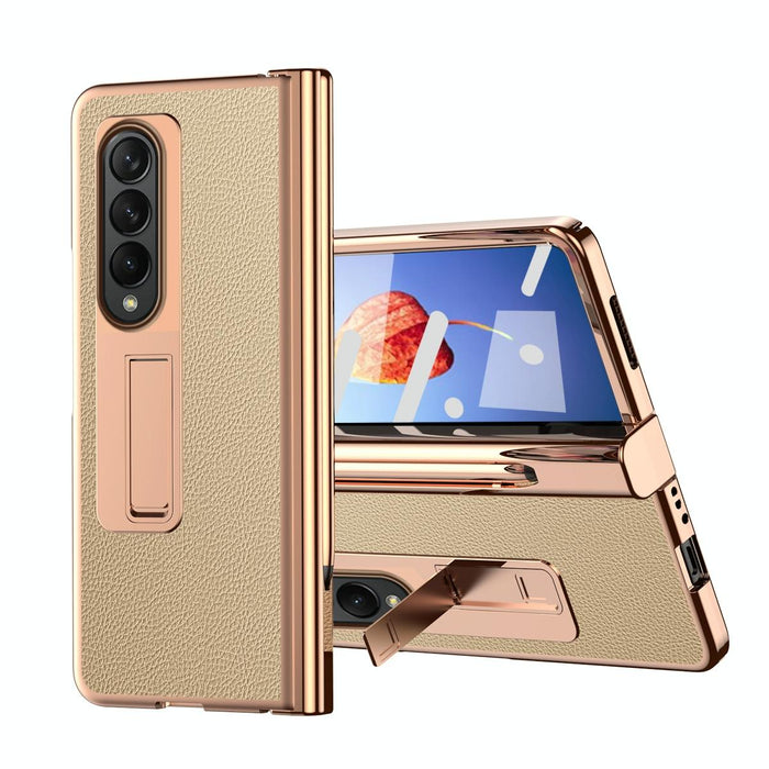 Litchi Leather Hinged Phone Case Pen For Samsung Galaxy z