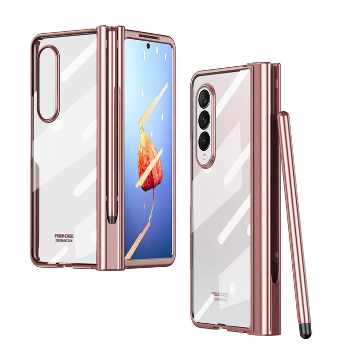 For Samsung Galaxy Z Fold4 Full Body Integrated Electroplating Hinge Phone Case With Pen Slot