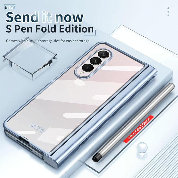 For Samsung Galaxy Z Fold4 Full Body Integrated Electroplating Hinge Phone Case With Pen Slot