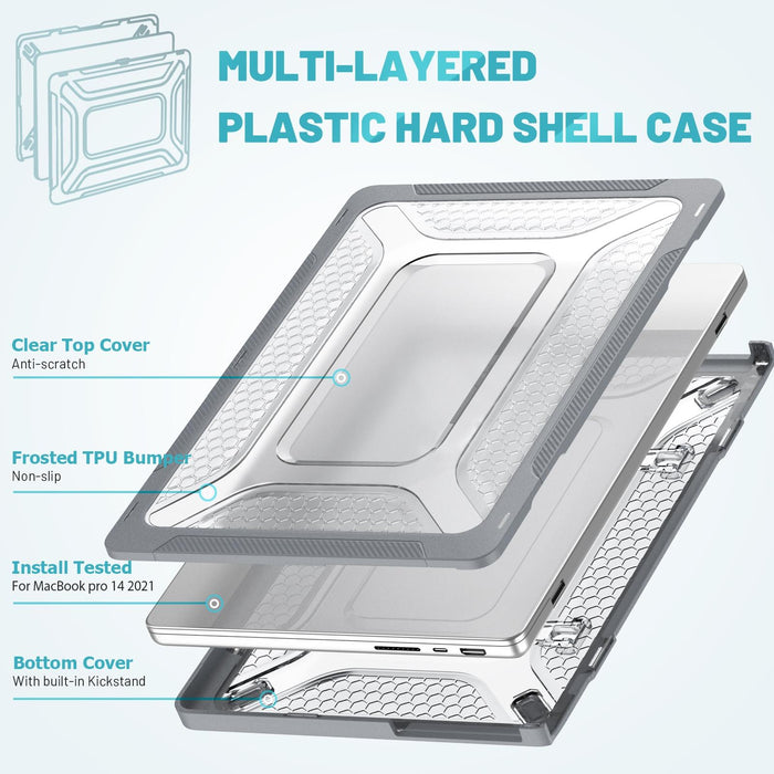For Macbook Pro 14.2 Inch A2442 2021 Pc + Tpu Honeycomb Laptop Protective Case