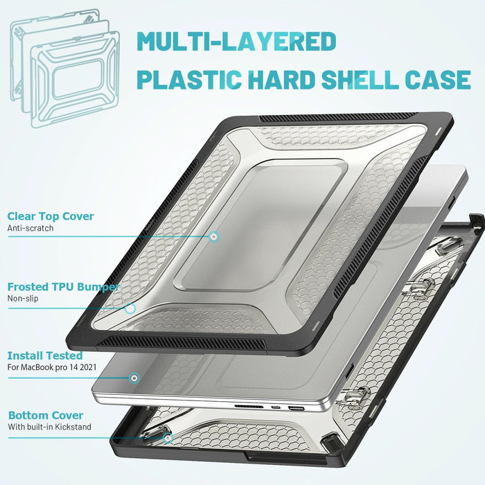 For Macbook Pro 14.2 Inch A2442 2021 Pc + Tpu Honeycomb Laptop Protective Case