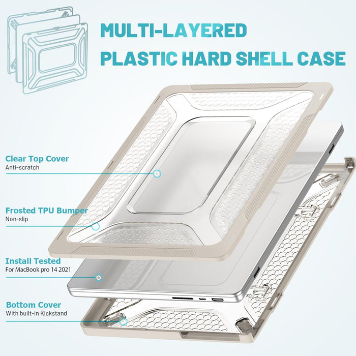 For Macbook Pro 14.2 Inch A2442 2021 Pc + Tpu Honeycomb Laptop Protective Case