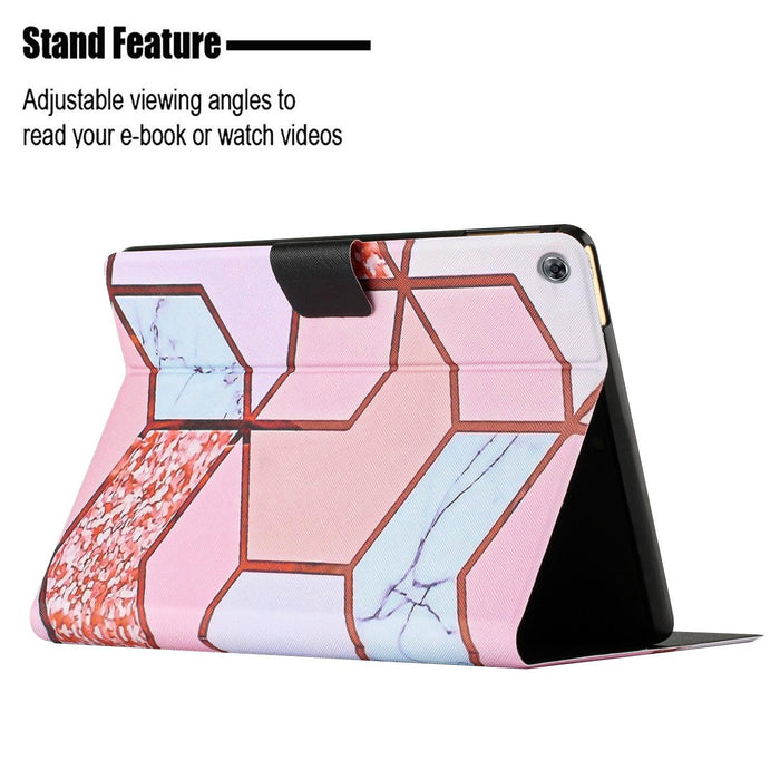 For Huawei Mediapad M5 Lite Marble Pattern Smart Leather Tablet Case