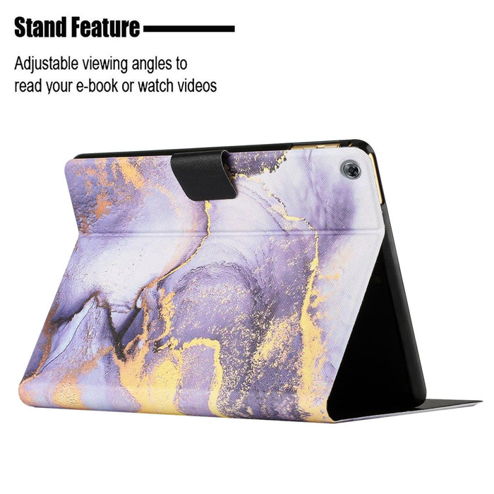 For Huawei Mediapad M5 Lite Marble Pattern Smart Leather Tablet Case