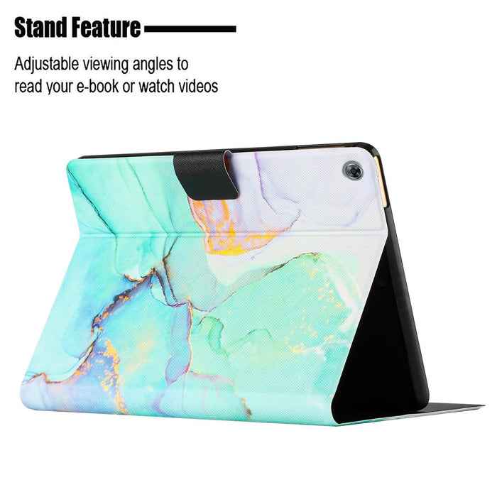 For Huawei Mediapad M5 Lite Marble Pattern Smart Leather Tablet Case