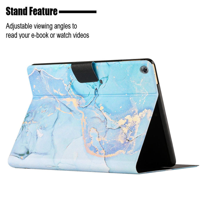 For Huawei Mediapad M5 Lite Marble Pattern Smart Leather Tablet Case