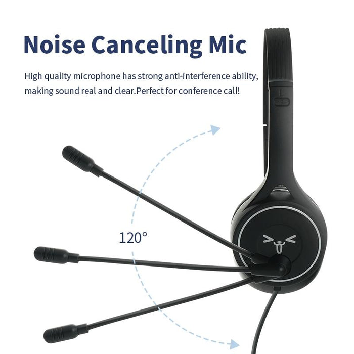 Long Wired Gaming Headset Noise Cancelling 3.5Mm Interface Black