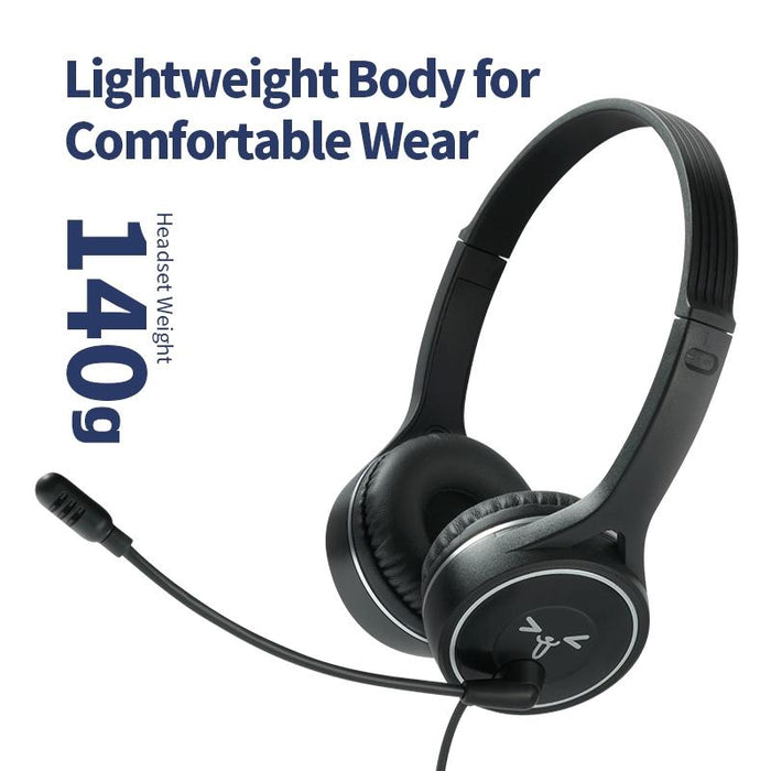 Long Wired Gaming Headset Noise Cancelling 3.5Mm Interface Black