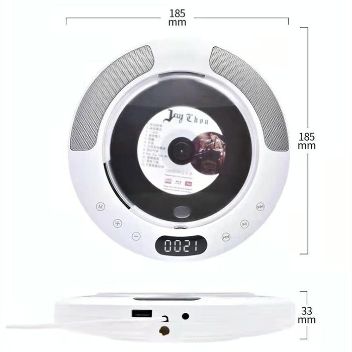 Wall Mounted Bluetooth Compact Disc Album Cd Player White