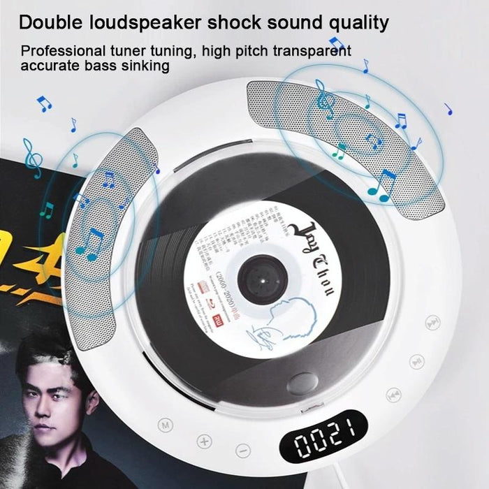 Wall Mounted Bluetooth Compact Disc Album Cd Player White