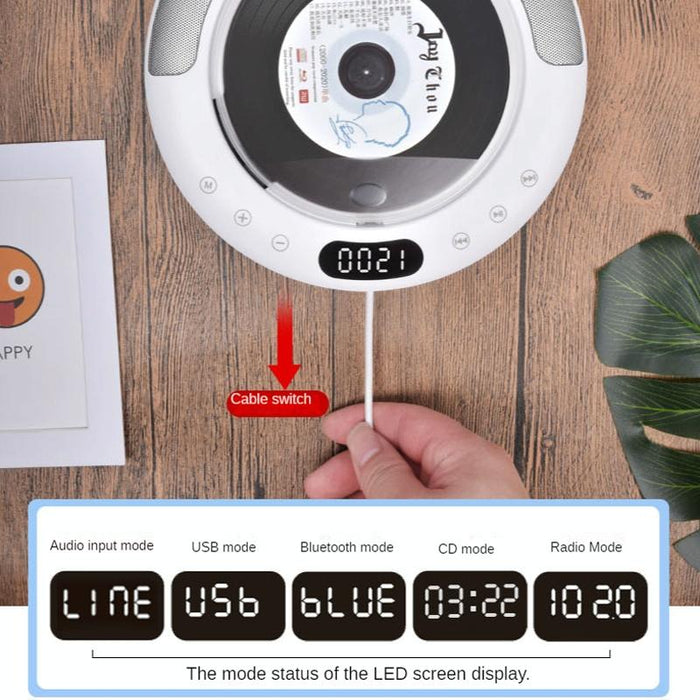 Wall Mounted Bluetooth Compact Disc Album Cd Player White