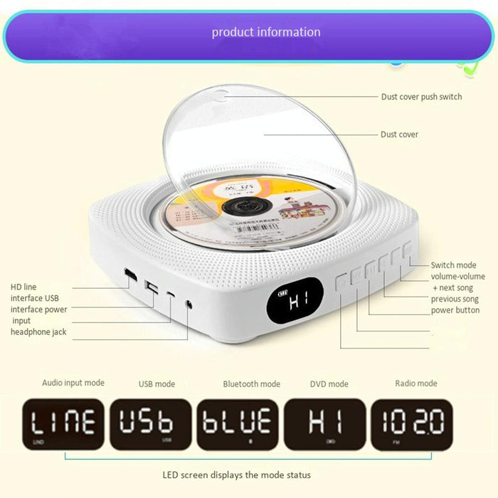 Wall Mounted Home Dvd Player Bluetooth Cd Player Specification Cd Version +