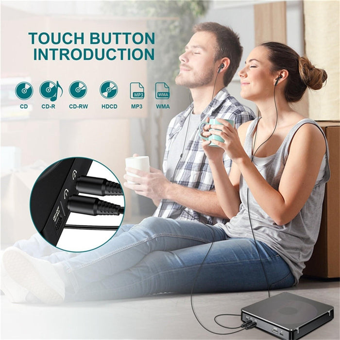 Portable Retro Disc Album Cd Player Black