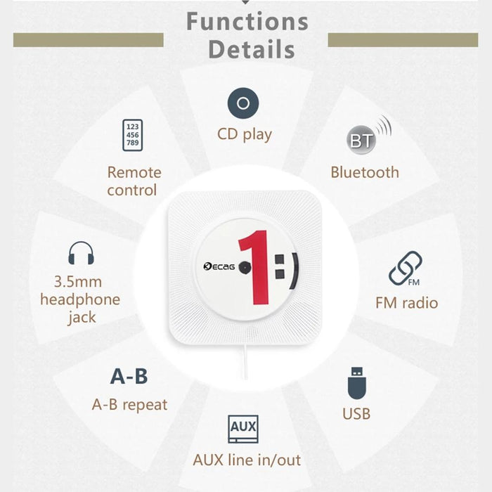 6W Wall Mounted Bluetooth Cd Player