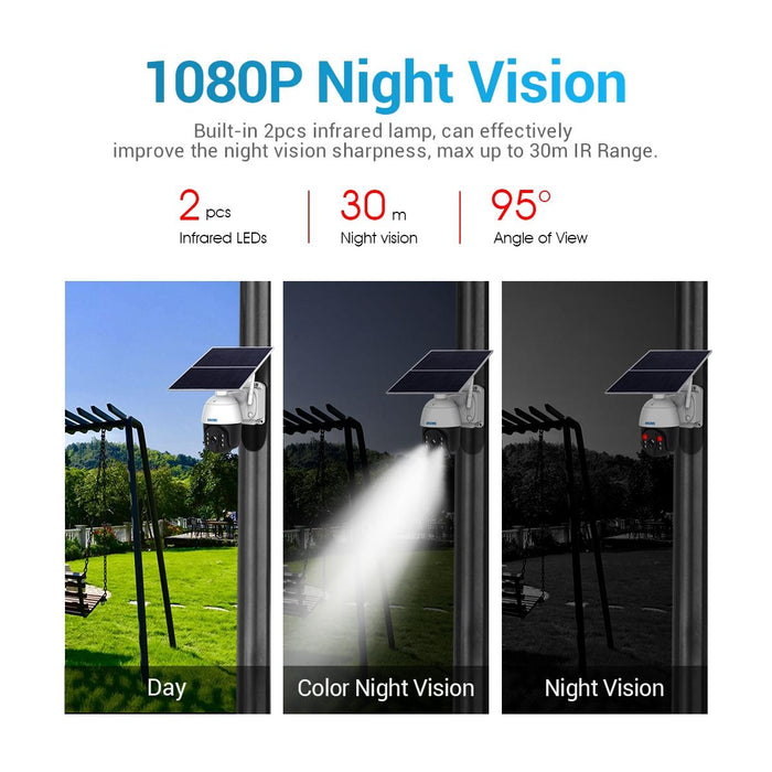 3Mp Hd Ip66 Waterproof Wifi Solar Panel Pt Ip Camera Without Battery