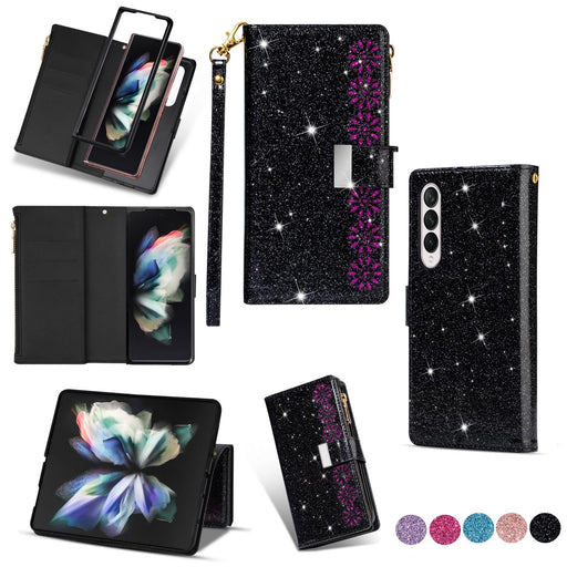 Glitter Zipper Leather Case For Samsung Galaxy z Fold 4