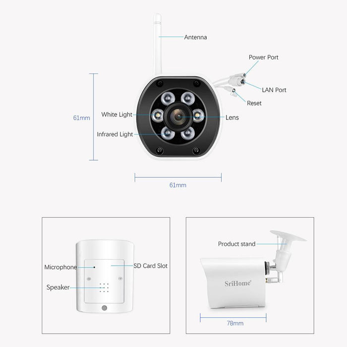 5.0Mp Mini Dual 2.4 / 5G Wifi Outdoor Ip66Waterproof Video Surveillance Colour Night Vision Security Cctv Cam White