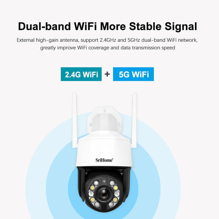 5.0Mp 20X Optical Zoom 2.4G / 5G Wifi Ip66 Waterproof Ai Auto Tracking H.265 Video Surveillance White