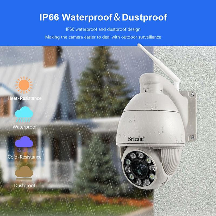 Sp008C 5Mp 10X Zoom Ip66 Waterproof Cctv Wifi Ip Camera Monitor White