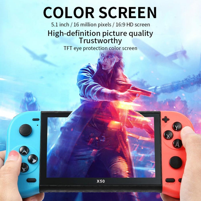 X50 5.1 Inch Screen Handheld Retro Game Console 8G Memory With 6000 & Games