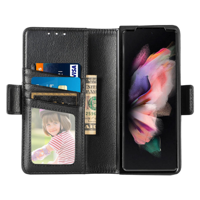 Fold 4 5g Litchi Pattern Case With Pen And Card Slots