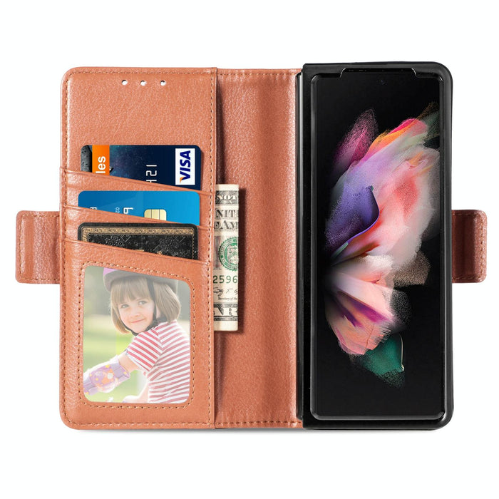 Fold 4 5g Litchi Pattern Case With Pen And Card Slots