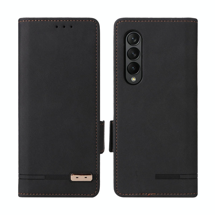 Leather Flip Phone Case With Magnetic Clasp For Samsung