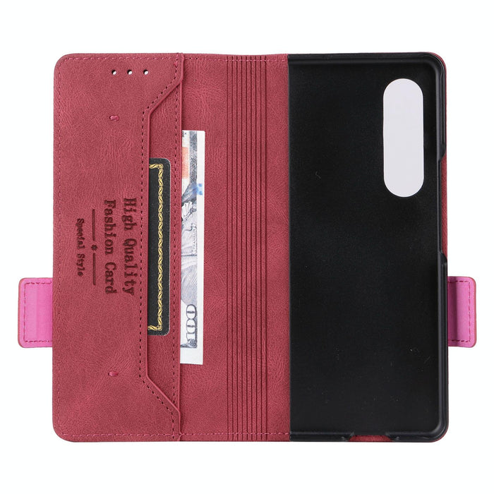 Leather Flip Phone Case With Magnetic Clasp For Samsung