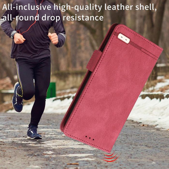 Leather Flip Phone Case With Magnetic Clasp For Samsung