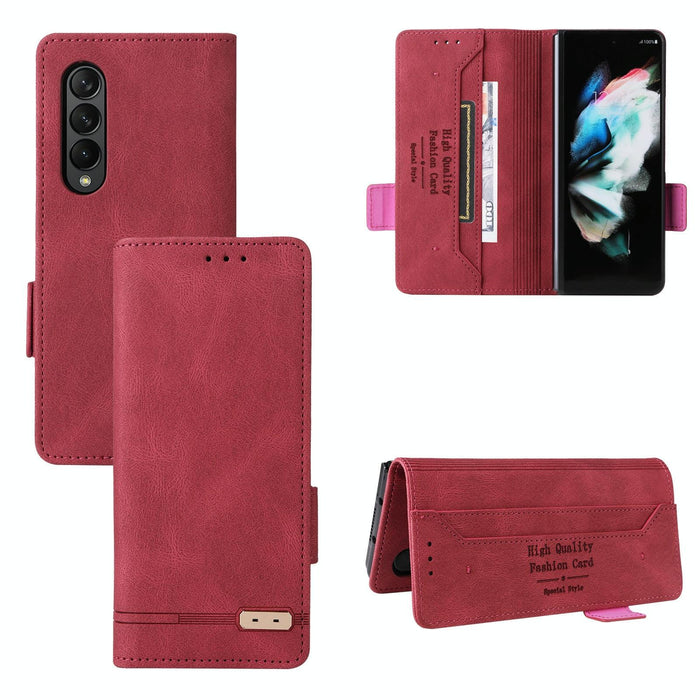 Leather Flip Phone Case With Magnetic Clasp For Samsung