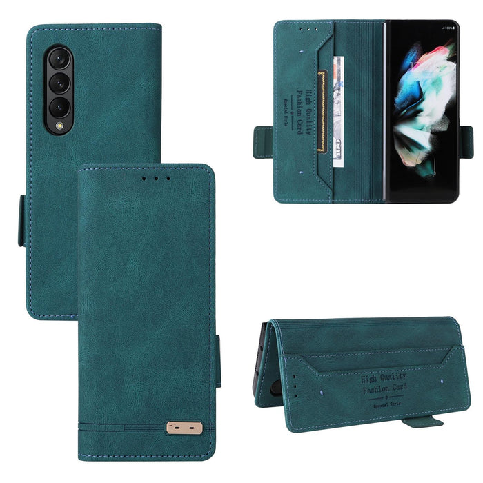 Leather Flip Phone Case With Magnetic Clasp For Samsung