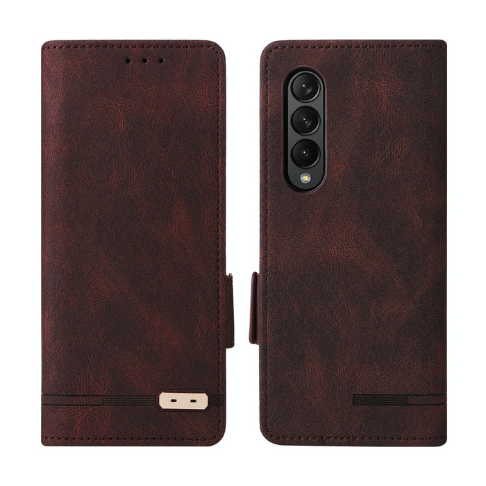 Leather Flip Phone Case With Magnetic Clasp For Samsung