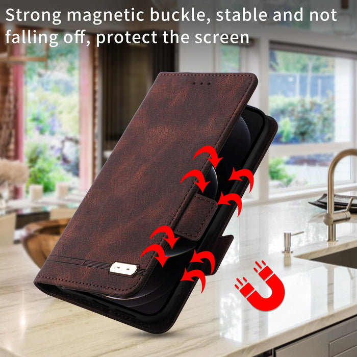 Leather Flip Phone Case With Magnetic Clasp For Samsung