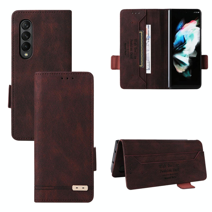 Leather Flip Phone Case With Magnetic Clasp For Samsung