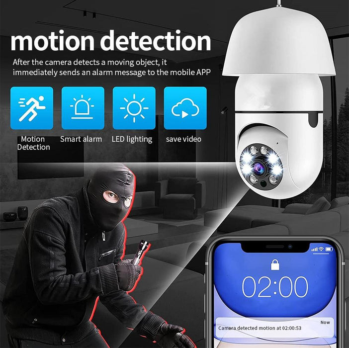 A6 2Mp Hd Light Bulb Wifi Camera Support Motion Detection / Two-Way Audio / Night Vision / Tf Card